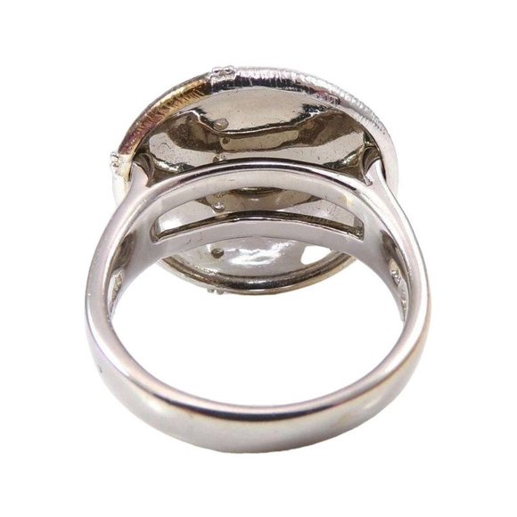 Sterling Silver Gold Vermeil Patchwork Circle Natural Diamond Accent Ring Size 9 - Picture 4 of 6